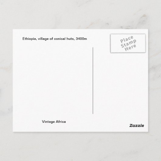 レプリカヴィンテージエチオピア、円錐小屋の村 ポストカード (裏面)