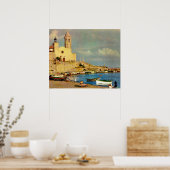 レプリカヴィンテージスペイン、シトゲス水辺 ポスター (キッチン)