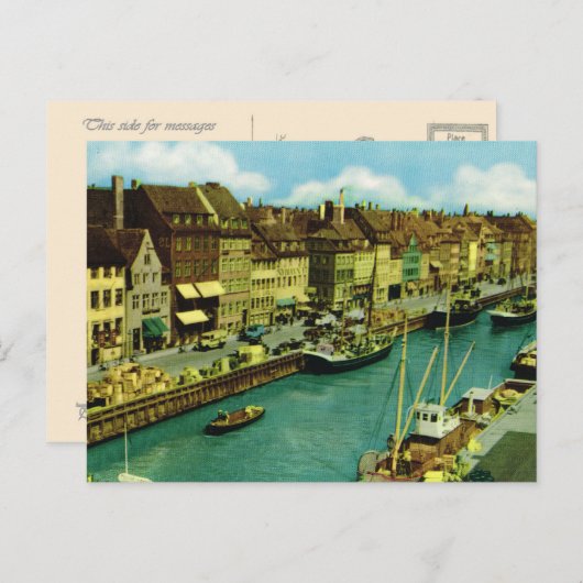 レプリカヴィンテージデンマーク、魚釣りボーツコペンハーゲン ポストカード (正面/裏面)