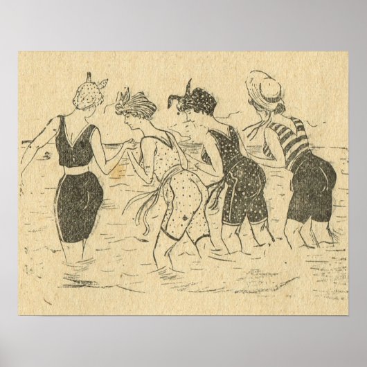 レプリカヴィンテージフランス、ビーチ上のおもしろい ポスター (正面)