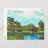 レプリカヴィンテージライノセロス、南アフリカ保護区 ポストカード (正面/裏面)