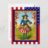 レプリカヴィンテージ7月4日ドラマー女の子 ポストカード (正面/裏面)