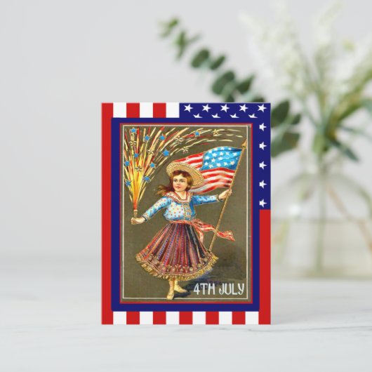 レプリカヴィンテージ7月4日祝、私と一緒に ポストカード (スタンド正面)