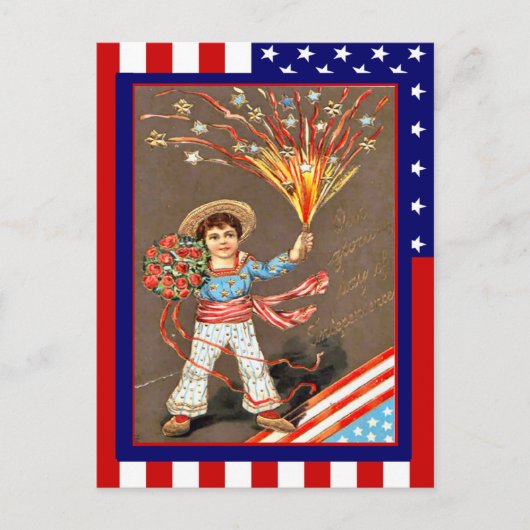 レプリカヴィンテージ7月4日、花の爆竹 ポストカード (正面)