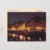 レプリカ ヴィンテージ デンマーク、コペンハーゲン 夜の街 ポストカード (正面/裏面)