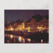 レプリカ ヴィンテージ デンマーク、コペンハーゲン 夜の街 ポストカード (正面)