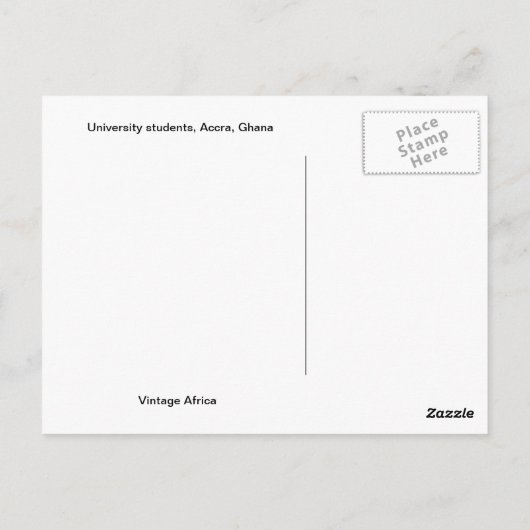 レプリカ ヴィンテージ 大学の学生、アクラ、ガーナ ポストカード (裏面)