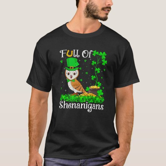 レプレおもしろいチョーンShamrock Leaf Barn Owl St. Patric Tシャツ (正面)