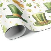 レプレシャンのラッキーな帽子とクローバ離れーの帽子 ラッピングペーパー (ロールコーナー)