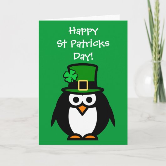 レプレシャンペンギン付き可愛いSt patricks dayカード カード (正面)
