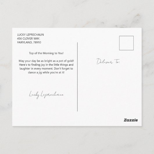 レプレシャン漫画ガール金ゴールドのポットの隣 ポストカード (裏面)