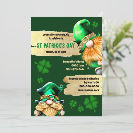 レプレショーンスかわいい格言金ゴールドグリーンクローバーの休日 招待状 (スタンド正面)