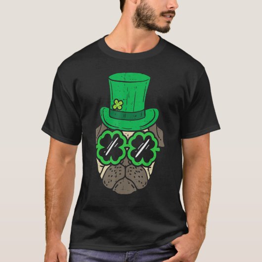 レプレショーンハットパグシャムロックグラスSt patricksダ Tシャツ (正面)