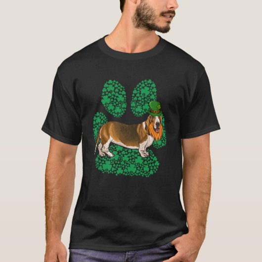 レプレショーンバセットハウンドSt patricks dayシャムロックP Tシャツ (正面)