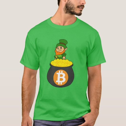 レプレショーンビットコインポットオブ金ゴールドSt patricks day Tシャツ (正面)