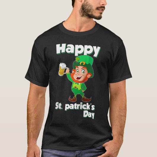 レプレショーンビール飲むハッピーハピーSaint patricks day Tシャツ (正面)