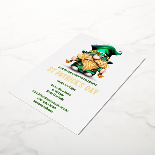 レプレショーン金ゴールドフォイル民俗芸能アイレ小妖精や小人休日 箔招待状 (回転した状態)