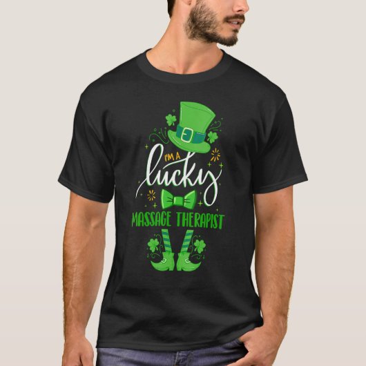 レプレショーンI'm a LuckyマッサージセラピストSt Patric Tシャツ (正面)