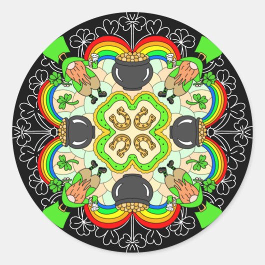 レプレチャウンサンパトリックの日のシャムロック ラウンドシール (正面)