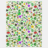 レプレチャウンシャムロックス金ゴールドキノコキスメアイリッシュ フリースブランケット (正面)