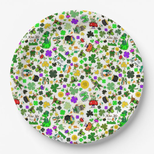 レプレチャウンシャムロックス金ゴールドキノコキスメアイリッシュ ペーパープレート (正面)