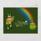 レプレチャングリーンポット金ゴールドレインボーSt patricks day シーズンポストカード (正面)