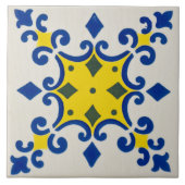 レプロアズレジョスポルトガル語幾何学黄ブルー タイル (正面)