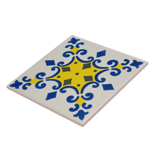レプロアズレジョスポルトガル語幾何学黄ブルー タイル (側面)