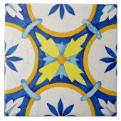 レプロアズレジョスポルトガル語幾何学黄色ブルーティ タイル (正面)