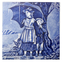 レプロアンティークウェッジウッドブルーカレンダーシリーズ4月 タイル