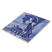 レプロアンティークウェッジウッドブルーカレンダーシリーズ4月 タイル (側面)