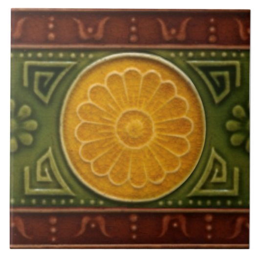 レプロアンティークオリバントマジョリカフェイクレリーフ、 浮き彫り縁ど タイル (正面)