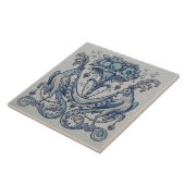 レプロアンティークミントンホリンズバードフルーツブルー タイル (側面)