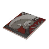 レプロアンティークミントン（犬）スタッフォードレッドリス タイル (側面)