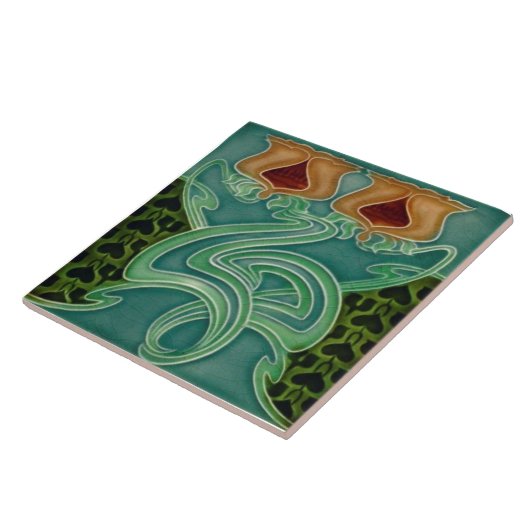 レプロアンティークリチャーズアールヌーボーフローラマジョリカ タイル (側面)