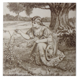 レプロアンティーク1880sミントンセピアカントリーライフ タイル