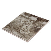 レプロアンティーク1880sミントンセピアカントリーライフ タイル (側面)