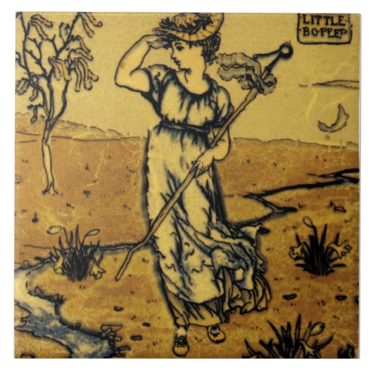 レプロアールヌーボーモダンリトルボーピープスケッチ タイル (正面)