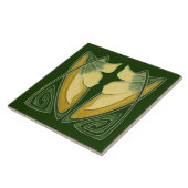 レプロアールヌーボーDKグリーンc1900フローラ タイル (側面)