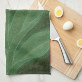 レプロイエローグリーンチューリップアールヌーボータイル キッチンタオル (四つ折り)