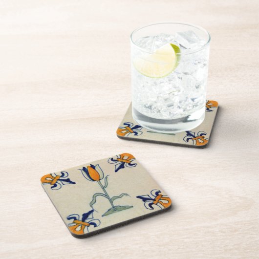 レプロイエロ伝統的ーチューリップデルフトタイル コースター (右側)