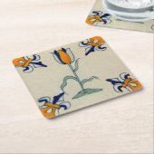 レプロイエロ伝統的ーチューリップデルフトタイル スクエアペーパーコースター (アングル)