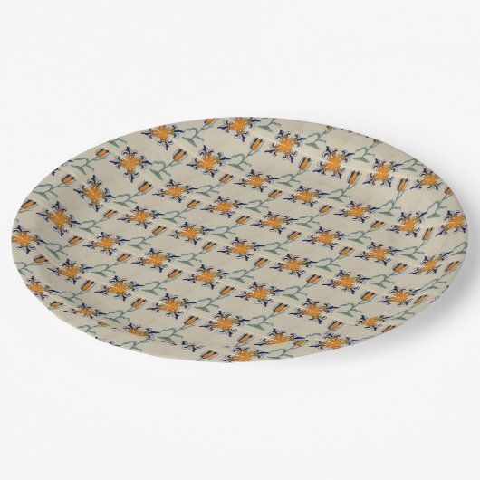 レプロイエロ伝統的ーチューリップデルフトタイル ペーパープレート (アングル)