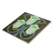 レプロエドワーディアンアールヌーボーグリーンチューリップフローラ タイル (側面)