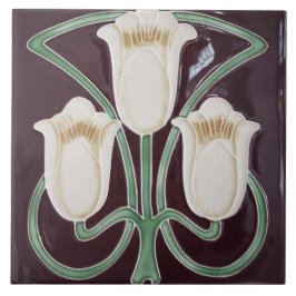 レプロエドワードアールヌーボーブラックチューリップフローラティル タイル