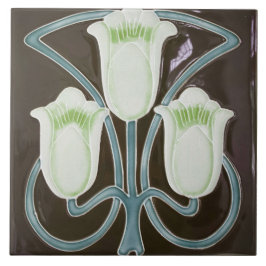 レプロエドワードアールヌーボーブラックチューリップフローラ タイル