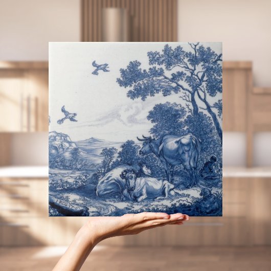 レプロオランダデルフトタイル牛 タイル