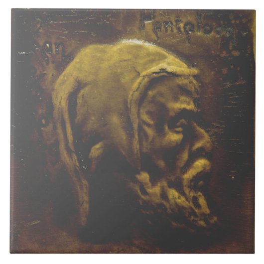 レプロオランダフェイクレリーフ、 浮き彫りグレーヒゲ顔タイル タイル (正面)