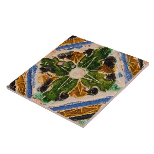 レプロスペインのジオメトリックアズレジョスグリーンブルータイル タイル (側面)