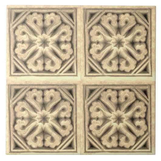 レプロスペインのフローラルパターフェイクンレリーフ、 浮き彫りTil タイル (正面)